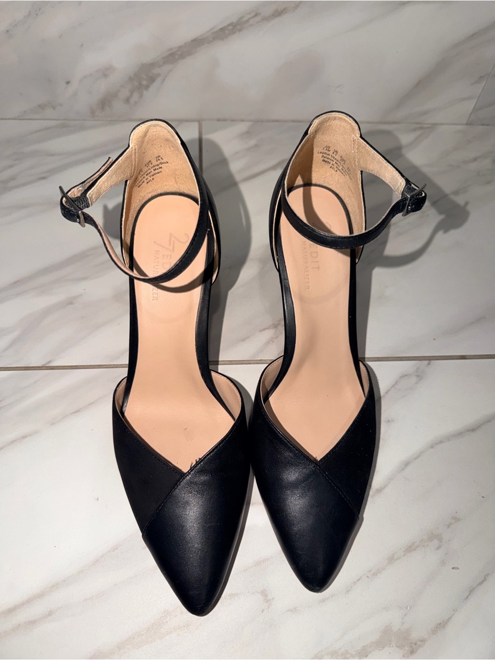 Naturalizer Black Pointed D’Orsay Ankle-Strap Heels
